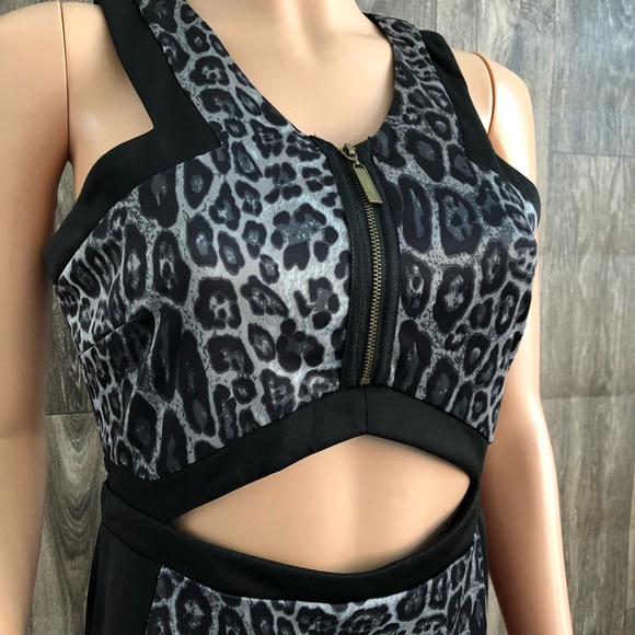 Cecico gray & black leopard cutout dress - Picture 2 of 6